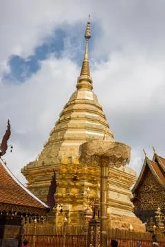 Golden Mount in Wat Phra That Doi Suthep Stock Photos