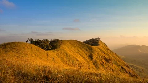 Golden Mountain landscape time lapse during dusk time, Doi Monjong, Chiangmai, T Stock Footage 105593697