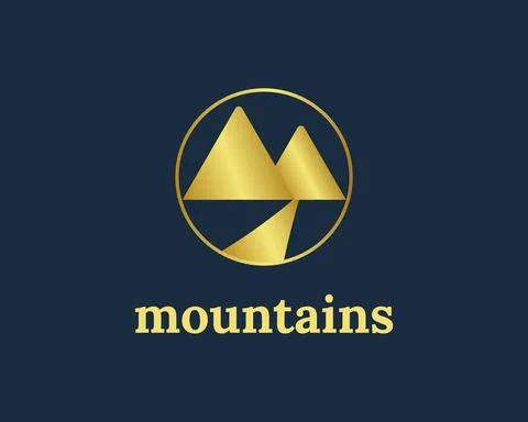 Golden Mountain Logo Illustrazione stock