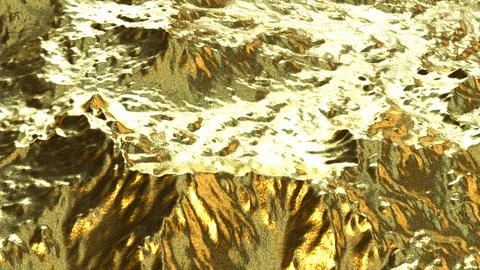 Golden Mountain Terrain Texture 3d render. イラスト素材
