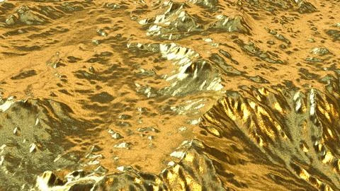 Golden Mountain Terrain Texture 3d render. Illustrazione stock