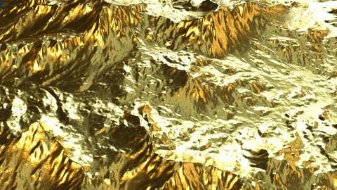 Golden Mountain Terrain Texture 3d render. イラスト素材