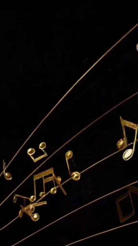 Golden Music Notes Flow Vertical Overlay Stock-Footage 344765459