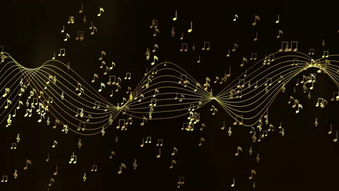 Golden Music Notes Stock Footage