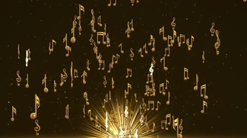 Golden Music Notes Video stock 229113544