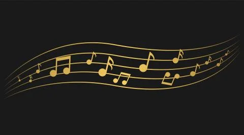 Golden Music notes Illustrazione stock