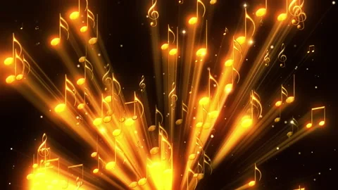 Golden Music Notes Rays Background Looped Video Stock Footage 162745697