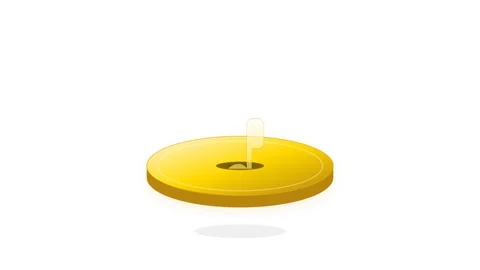 Golden Musical Note Dropping Into Royalty Coin Icon with Smooth Gradient an.. Stock-Footage 346202061