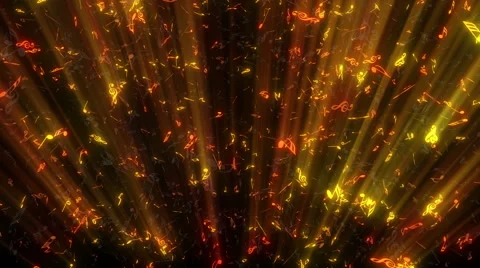 Golden Musical Notes Rays Stage Visual Stock Footage 68764297
