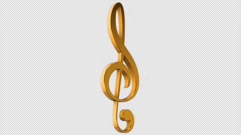 Golden musical notes rotating on an alpha channel background. Stock Footage 140904160