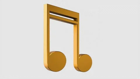 Golden musical notes rotating on an alpha channel background. Stock Footage 140904293
