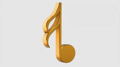 Golden musical notes rotating on an alpha channel background. Stock Footage 140904830
