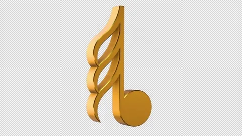 Golden musical notes rotating on an alpha channel background. Stock Footage 140905062