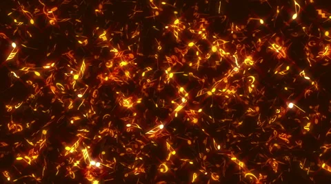 Golden Musical Notes Space VJ Loop Video stock 68764551
