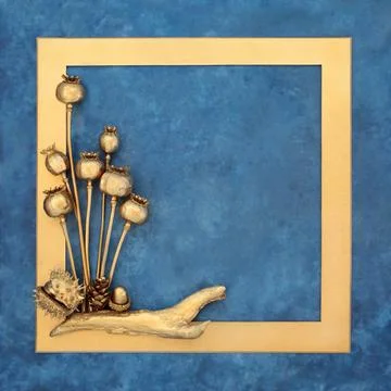 Golden Nature Objects Background Frame Luxury Design Stock Photos