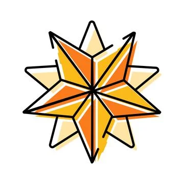 Golden nautical star compass pointing global direction and exploration Stock Illustration