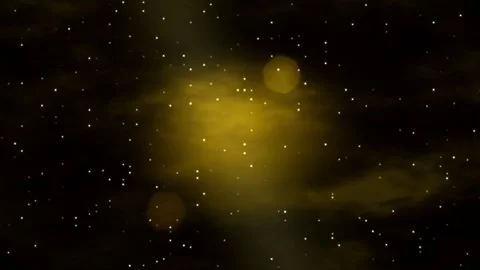 Golden nebula clouds with bokeh lights and stars Stock Footage 339424590