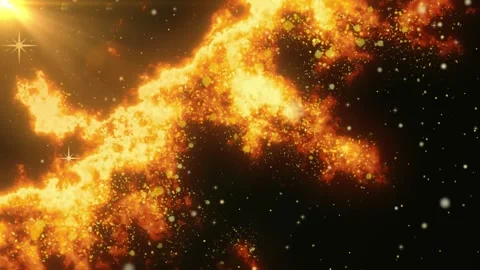 Golden nebula particles floating through deep space abstract motion background Stock Footage 343815504
