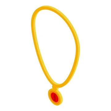 Golden necklace holding a red ruby is glittering on white background Stockillustratie