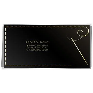 Golden needle and stitching thread business card Stock Illustration