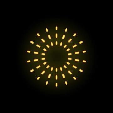 Golden neon light creating a circle on black background Stock Illustration