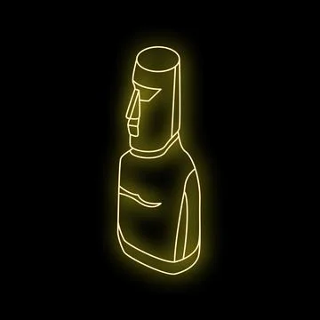 Golden neon moai statue easter island shining brightly Illustrazione stock