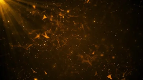 Golden network particle background glowing nodes, polygon links, triangles, and Stock Footage 340419576