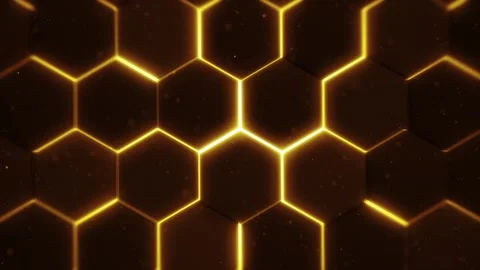 Golden Network Shining Hexagons Background Video stock 331789102