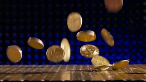 Golden network virtual value bitcoins are falling Video stock 95457816