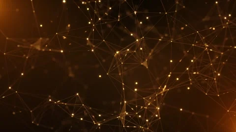 Golden Neural Data Network with AI Connections and Digital Particles 動画素材 342624465