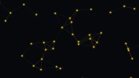Golden Neural Network Plexus Loop on Black Background Video stock 341834520