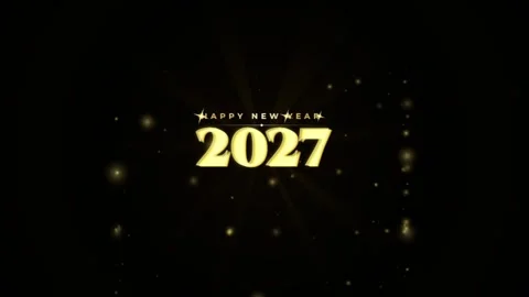 Golden New Year 2027 Loop Abstract Cinematic 4K Celebration Background Stock Footage 343207333