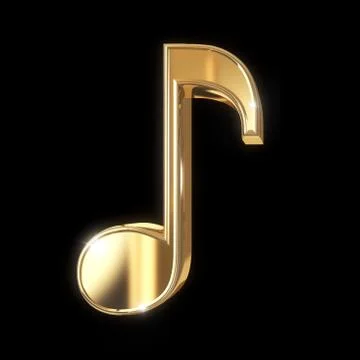 Golden note sign on black Stock Illustration