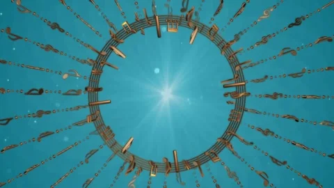 Golden Notes Blue Background Stock Footage 249306422