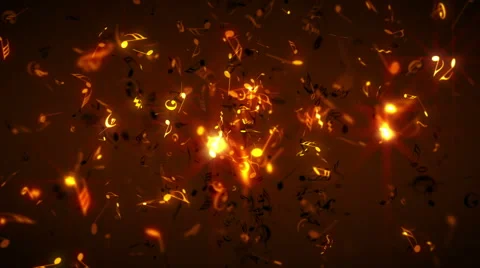 Golden Notes Flow Music Background Video stock 68764450