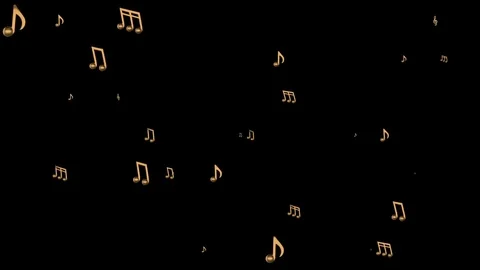 Golden notes fly horizontally. musical background. seamless loop. Stock Footage 84290660