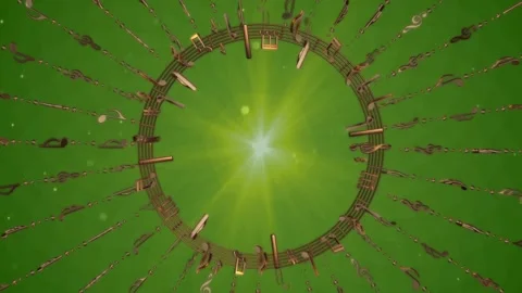 Golden Notes Green Background Stock Footage 249306598