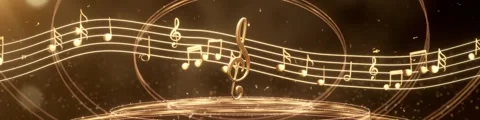 Golden notes played on the five-line staff with a dynamic background that loops  Stock Footage 333569769