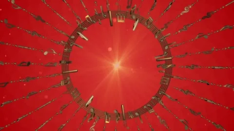 Golden Notes Red Background Video stock 249307712