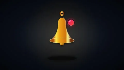 Golden notification bell animation with red alert dot for social media ui Stock Footage 337554248