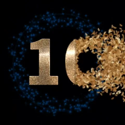 Golden Number 10 Particle Explosion Animation Clip 库存影片 328898280