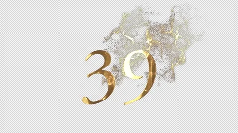 Golden number 39 from particles, numberi... | Stock Video | Pond5