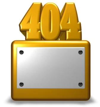 Golden number 404 on socket - 3d illustration Stock Illustration