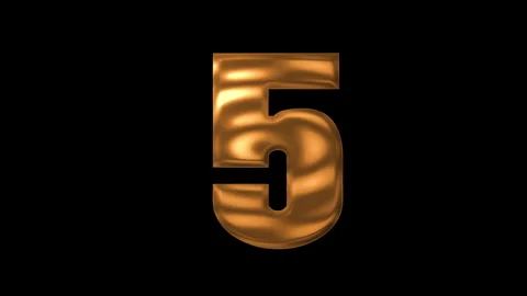 Golden number 5 animation Stock Footage 339636027