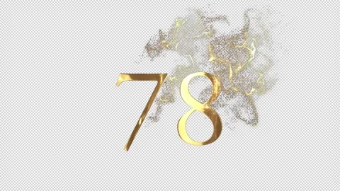 Golden number 78 from particles, numberi... | Stock Video | Pond5