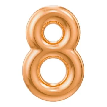 Golden number 8, 3D rendering Stock Illustration