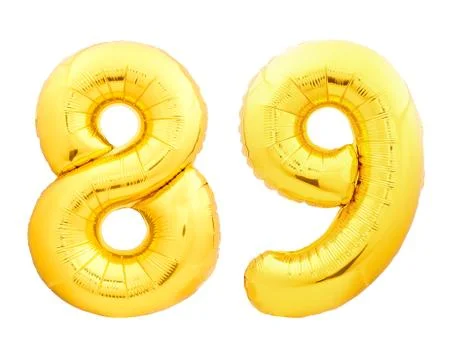 Golden number 89 eighty nine made of inflatable balloon Stock Photos