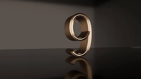 Golden number Countdown from ten to zero Animation 3d render Stock Footage 114600922