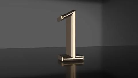 Golden number Countdown from ten to zero 3d render Stock Illustration