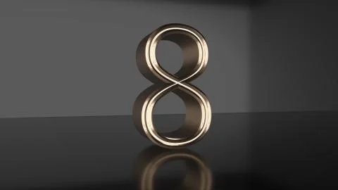 Golden number Countdown from ten to zero 3d render Stock Illustration